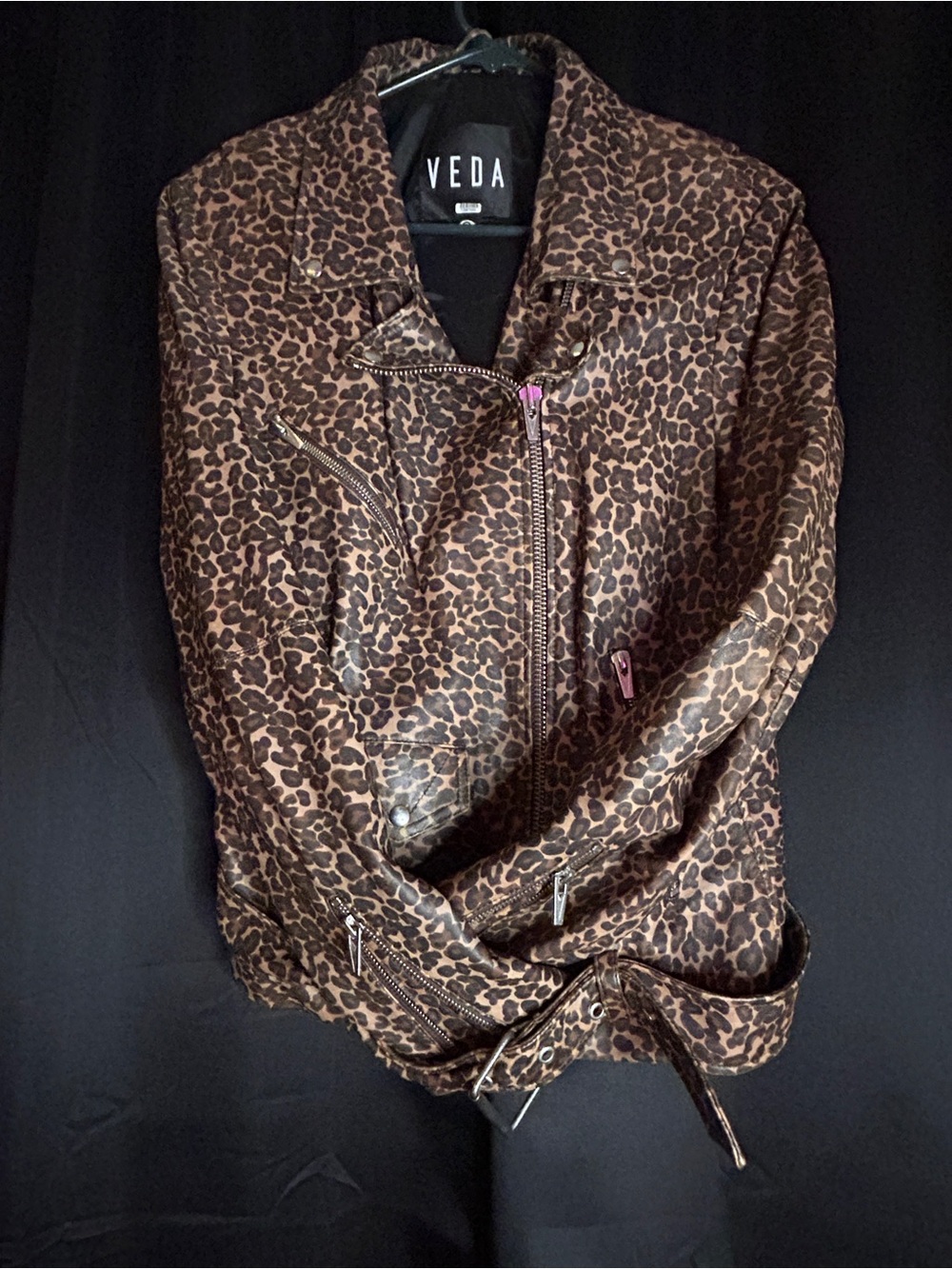 Veda Leopard-Print Moto Jacket in Brown - Picture 2 of 6
